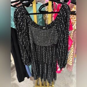 Hem & Thread Black and White Long Sleeve Dress